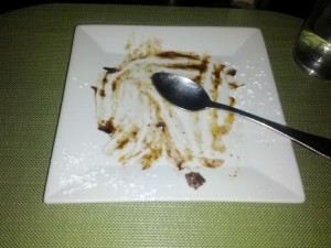 Chocolate chip brownie with vanilla gelato